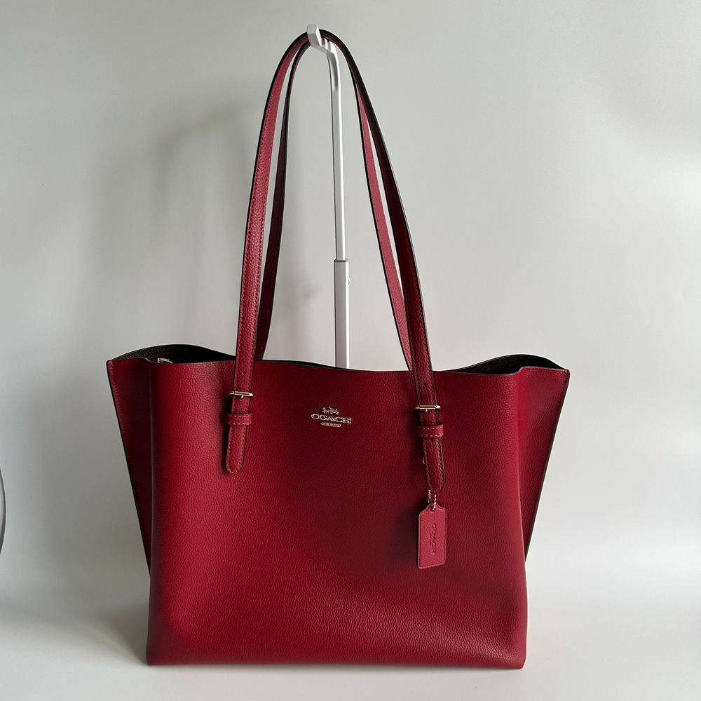 Coach Mollie Tote Red Apple Pebbled Leather Bag 1671